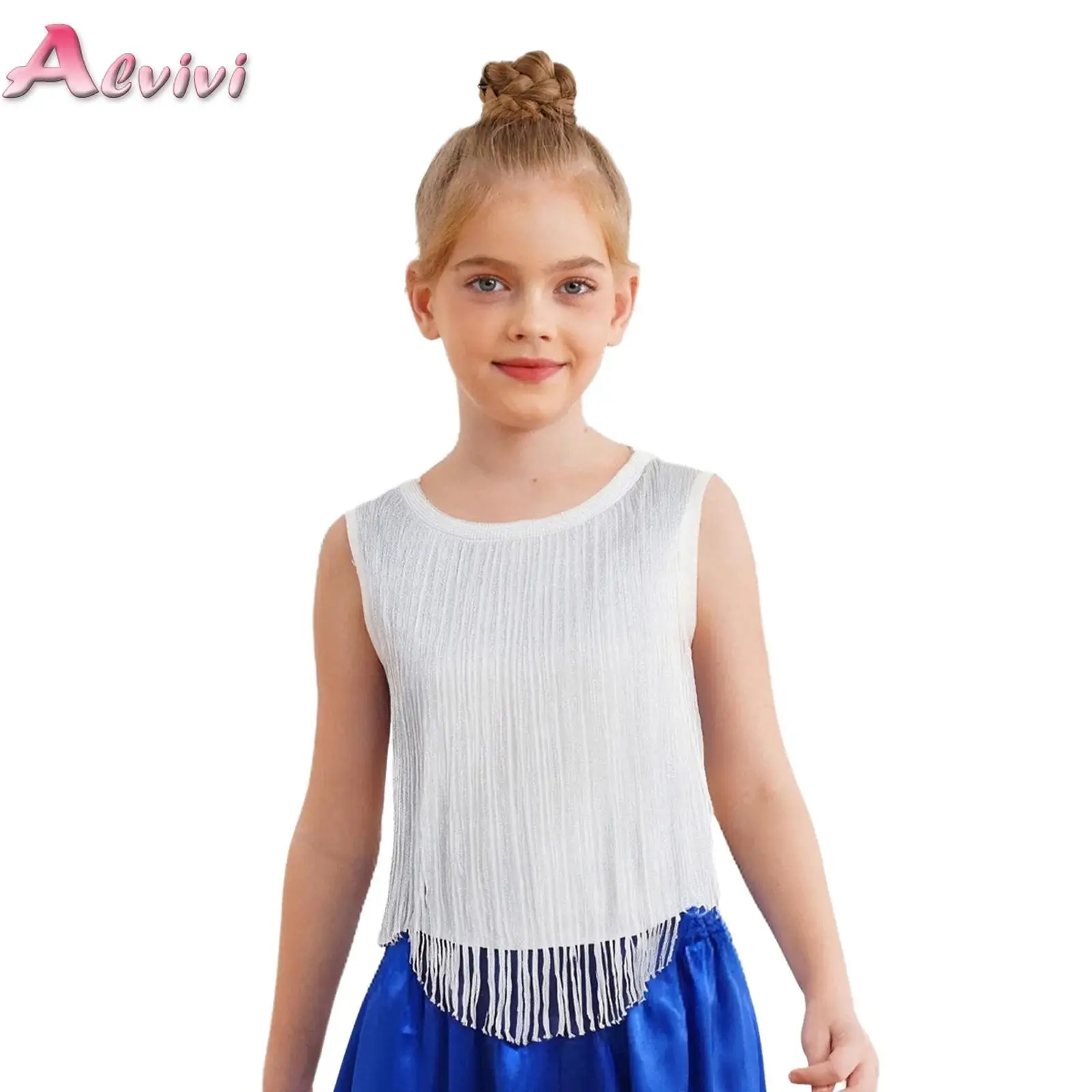 Girls Sleeveless Tank Top Curved Hem Fringe Vest Tassel Sparkly Glitter Dance Sleeveless Crop Shirt for Party Stage Performance
Girls Sleeveless Tank Top Curved Hem Fringe Vest Tassel Sparkly Glitter Dance Sleeveless Crop Shirt for Party Stage Performance