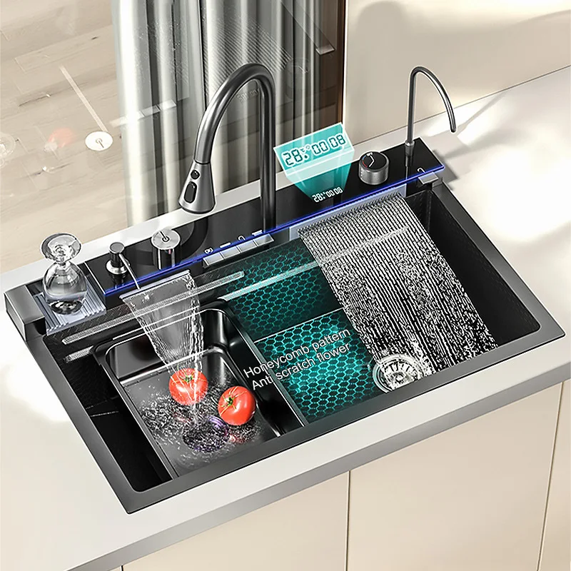 Kitchen Sink Rectangular 304 75*45CM Bowl undermount stainless steel apron farmhouse handmade smart waterfall multifunction
Kitchen Sink Rectangular 304 75*45CM Bowl undermount stainless steel apron farmhouse handmade smart waterfall multifunction
