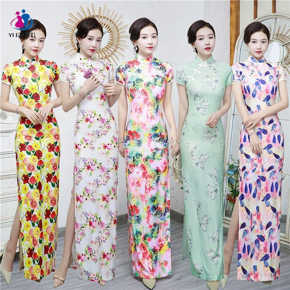 Long Cheongsam High Slit New Improved Floral Qipao Dress Short Sleeve Chinese Style Woman Plus Size 5XL Evening Dresses
Long Cheongsam High Slit New Improved Floral Qipao Dress Short Sleeve Chinese Style Woman Plus Size 5XL Evening Dresses