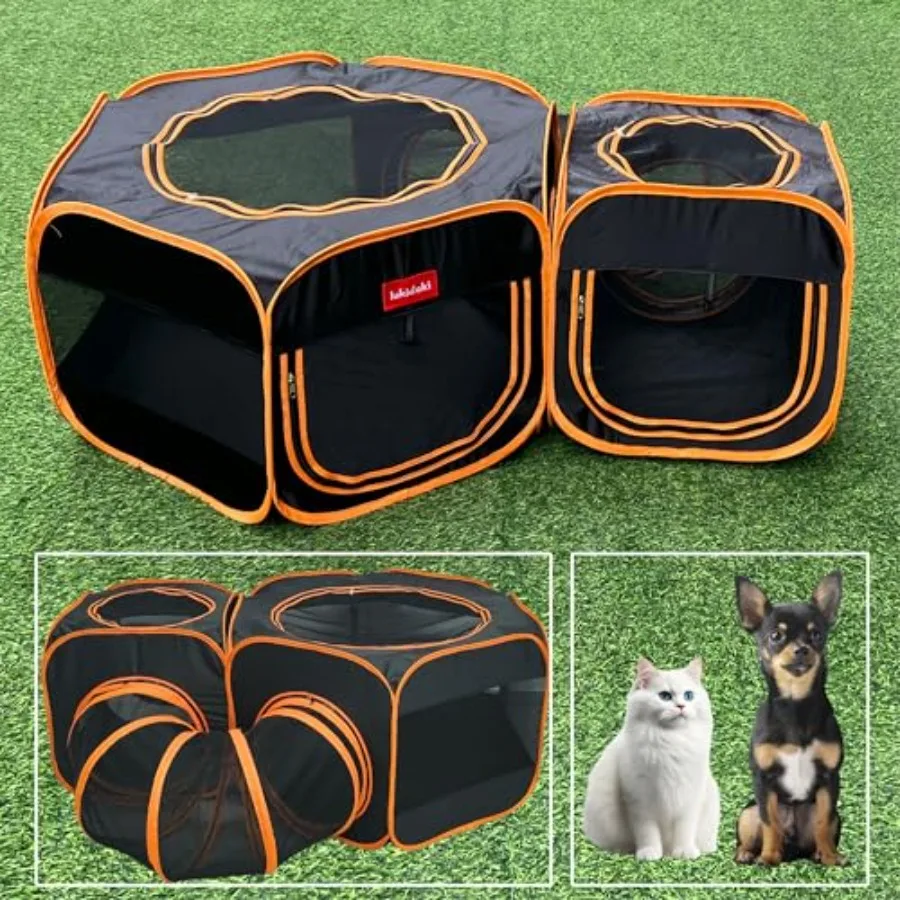 Portable Cat Playpen 2-Room with Tunnel, 3-in-1 Pop-up Cat Dog Crate Play Enclosure with Separate Areas, Foldable Pet Playpen f
Portable Cat Playpen 2-Room with Tunnel, 3-in-1 Pop-up Cat Dog Crate Play Enclosure with Separate Areas, Foldable Pet Playpen f