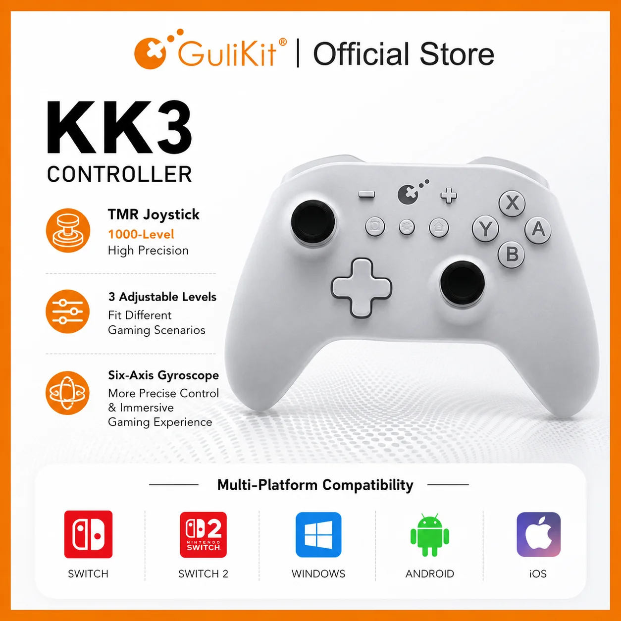 GuliKit KK3 Wireless Controller Bluetooth Gamepad with TMR Joystick Hall Effect Tiggers for Nintendo Switch2 Windows Android iOS
GuliKit KK3 Wireless Controller Bluetooth Gamepad with TMR Joystick Hall Effect Tiggers for Nintendo Switch2 Windows Android iOS