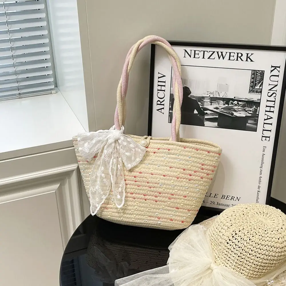 Shoulder Bag Woven Tote Bag Korean Style with Ribbon Pink Tote Handbag Lightweight Large Capacity Summer Beach Bag Vacation
Shoulder Bag Woven Tote Bag Korean Style with Ribbon Pink Tote Handbag Lightweight Large Capacity Summer Beach Bag Vacation