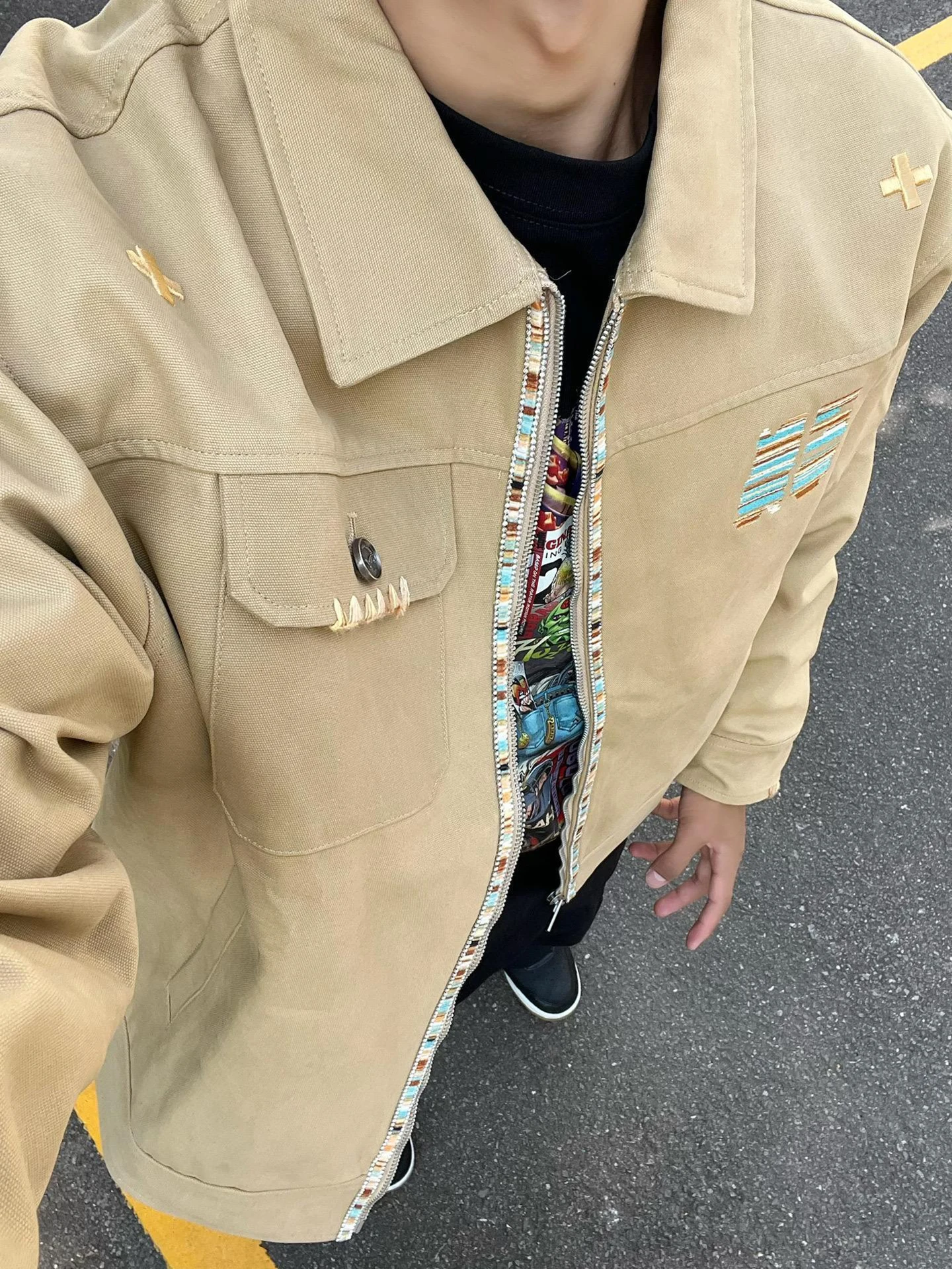 Khaki Embroidered Detroit Jacket Men's Short Style American Design Cleanfit Outerwear Youth Casual Fashion Standard Fit Zipper
Khaki Embroidered Detroit Jacket Men's Short Style American Design Cleanfit Outerwear Youth Casual Fashion Standard Fit Zipper
