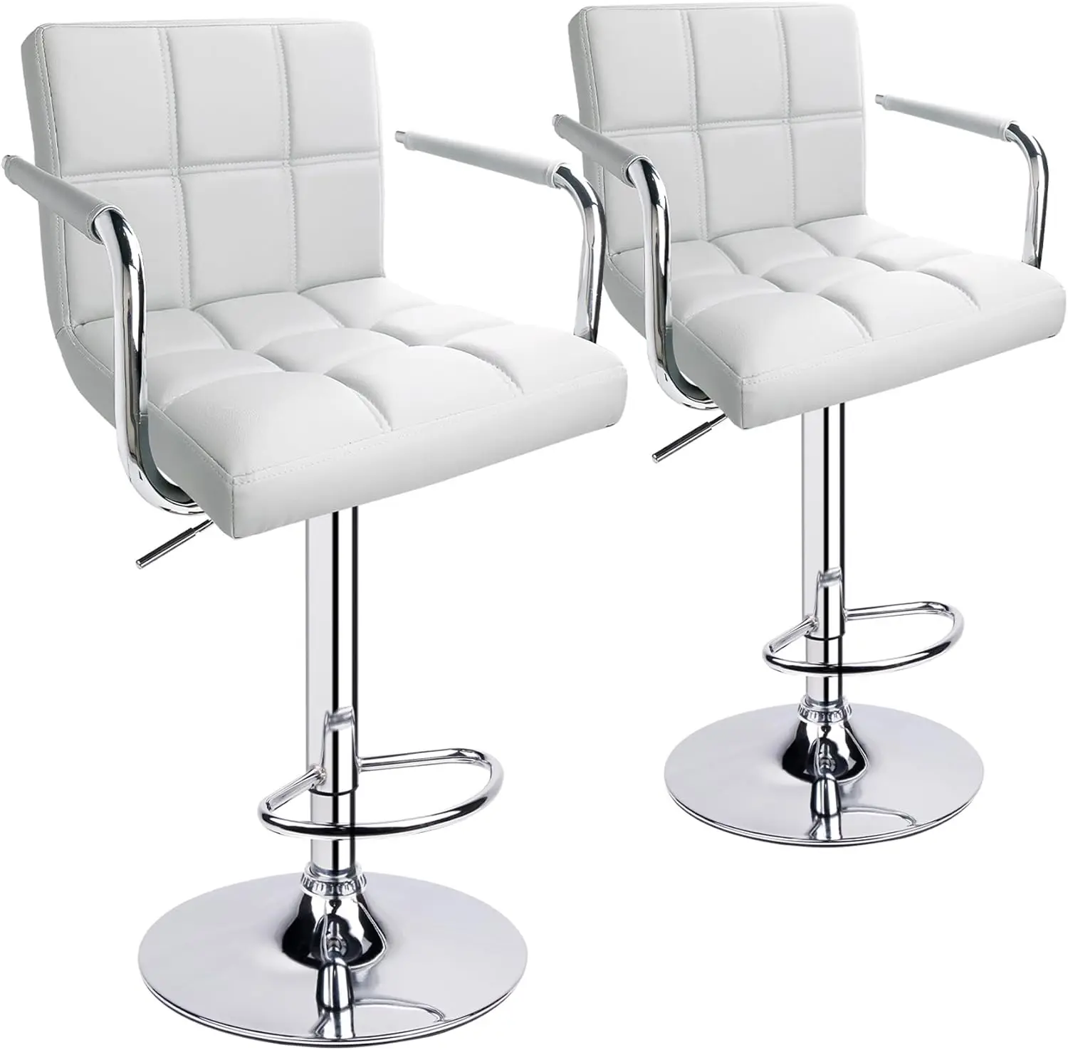 Leopard Adjustable Bar Stools with Armrest, Square Back Swivel Double Stitching with Back Bar Stool, Set of 2 (White)
Leopard Adjustable Bar Stools with Armrest, Square Back Swivel Double Stitching with Back Bar Stool, Set of 2 (White)