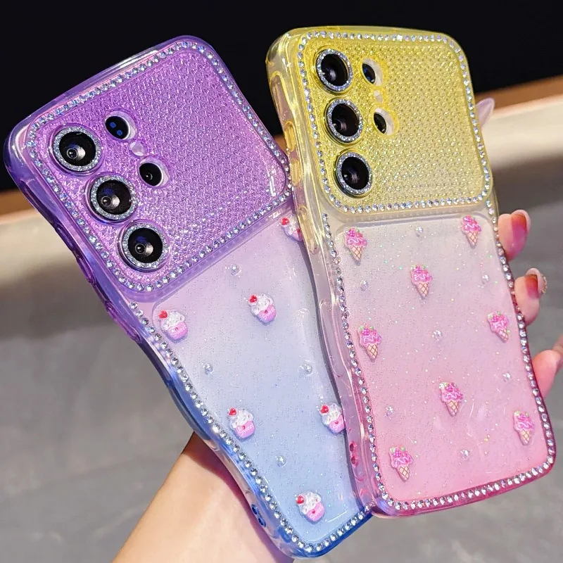 For Samsung Galaxy S26 Ultra S25 Plus S24 Phone Case Summer Lovely Strawberry Ice Cream Gradient Double Color Glitter Back Shell
For Samsung Galaxy S26 Ultra S25 Plus S24 Phone Case Summer Lovely Strawberry Ice Cream Gradient Double Color Glitter Back Shell