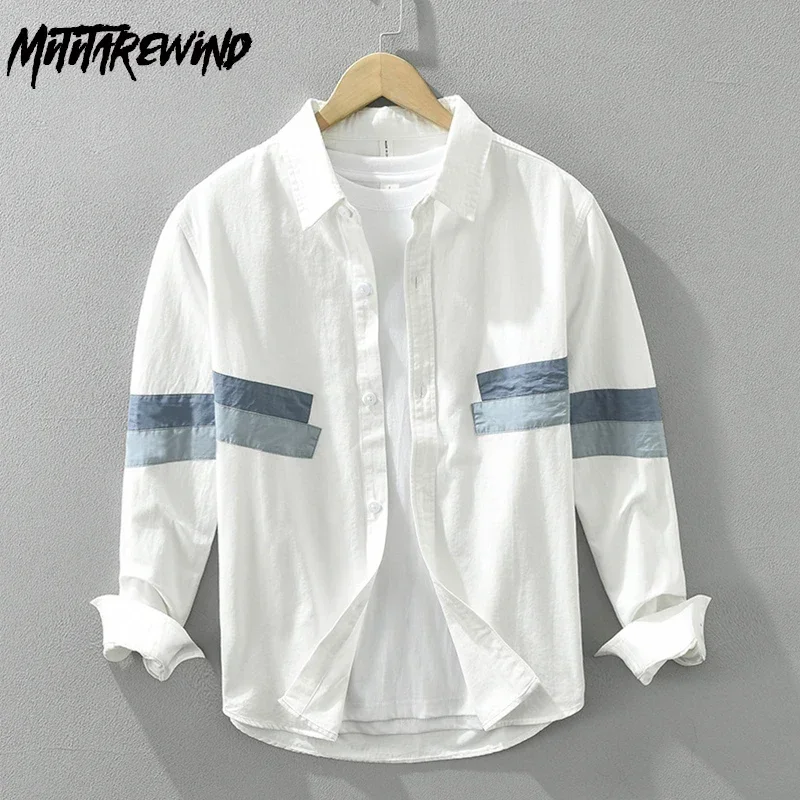 Spring Summer 100% Cotton White Shirt Men Street Casual New in Shirts Patchwork Design Long Sleeve Shirt Korean Fashion Man Tops
Spring Summer 100% Cotton White Shirt Men Street Casual New in Shirts Patchwork Design Long Sleeve Shirt Korean Fashion Man Tops