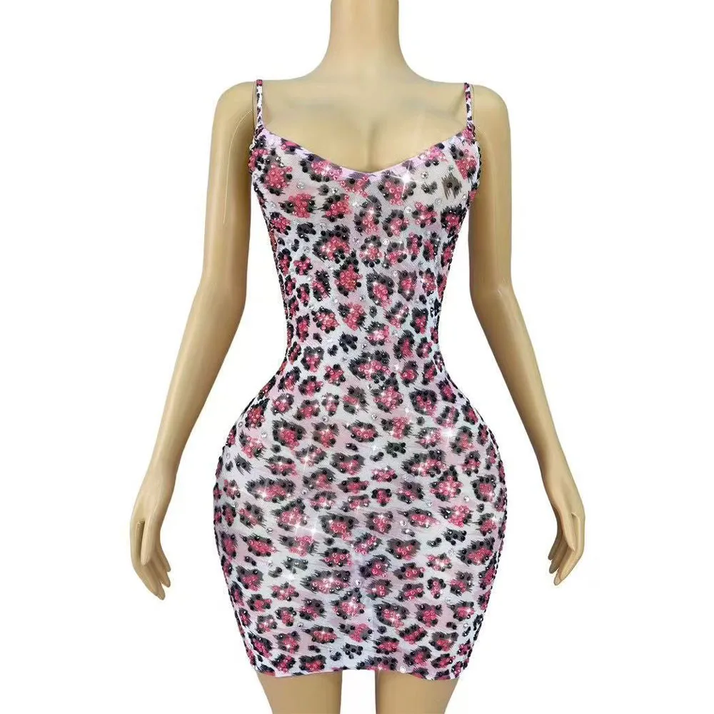 Sexy Stage Leopard Print Blingbling Rhinestones Cultivation Suspenders Dress Women Daily Birthday Party Show Wear Stage Costume
Sexy Stage Leopard Print Blingbling Rhinestones Cultivation Suspenders Dress Women Daily Birthday Party Show Wear Stage Costume