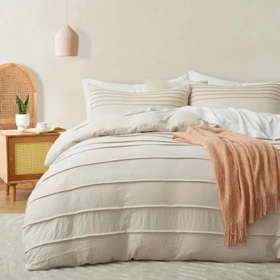 Beige Duvet Cover King Size - Pleated King Duvet Cover 3PCS Soft and Breathable Textured Bedding Set with Zipper Closure Beige
Beige Duvet Cover King Size - Pleated King Duvet Cover 3PCS Soft and Breathable Textured Bedding Set with Zipper Closure Beige