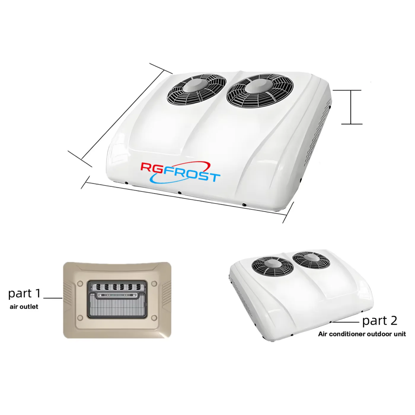 RGFROST Roof Top Air Conditioner Double Fans Dc 12v 24v Electric Car Van Truck Bus Caravan Ac Unit
RGFROST Roof Top Air Conditioner Double Fans Dc 12v 24v Electric Car Van Truck Bus Caravan Ac Unit