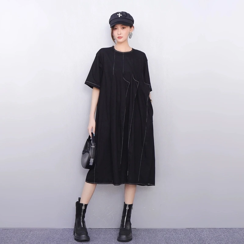2025 Summer New Elegant Women Loose O-Neck Black Long Dresses Ladies Short Sleeve Dress Wholesale J1232
2025 Summer New Elegant Women Loose O-Neck Black Long Dresses Ladies Short Sleeve Dress Wholesale J1232