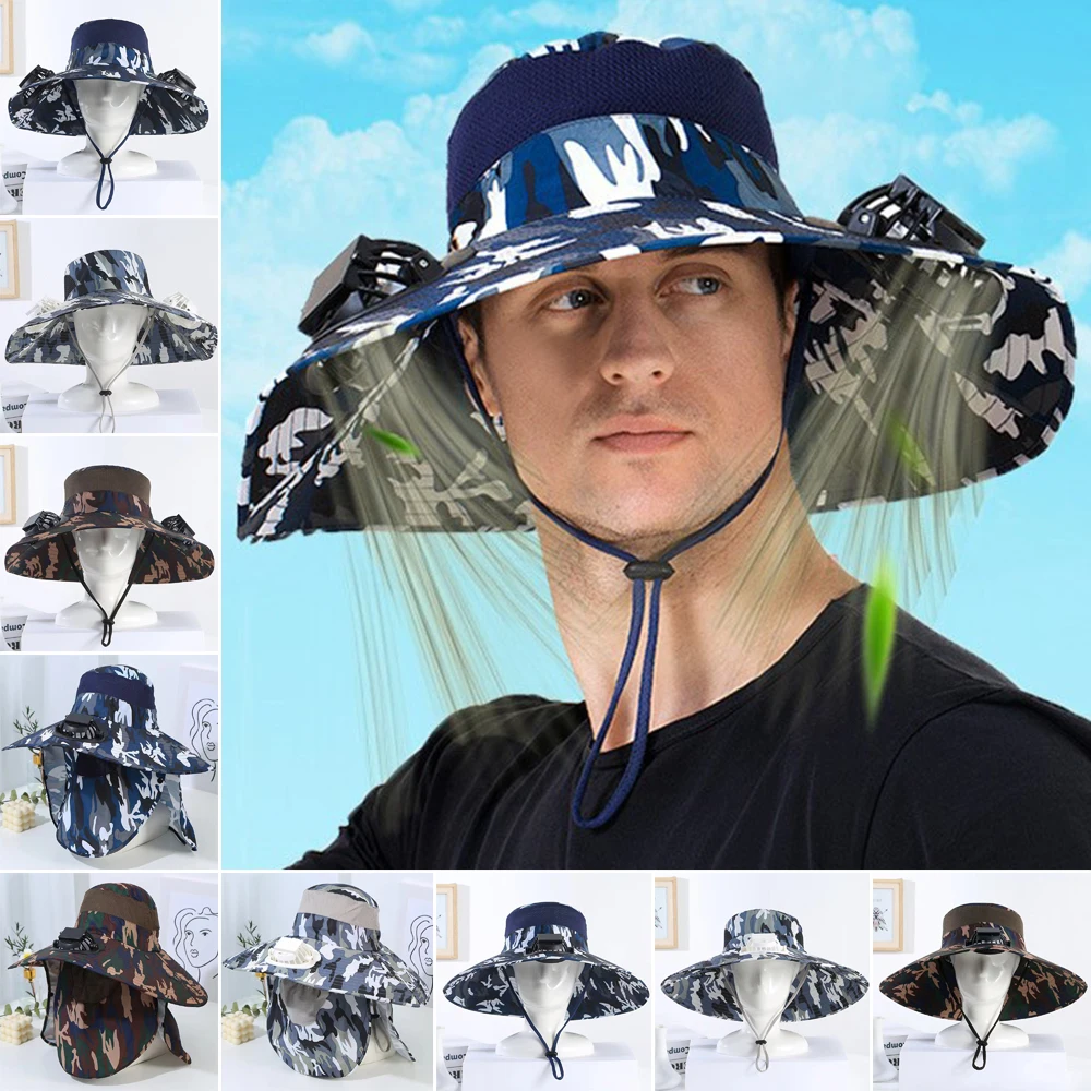 Portable Solar Charging Solar Fan Hat Built-in Fan Wide Brim Sun Hat Breathable Adjustable Summer Cooler Cap Men's Fashion
Portable Solar Charging Solar Fan Hat Built-in Fan Wide Brim Sun Hat Breathable Adjustable Summer Cooler Cap Men's Fashion