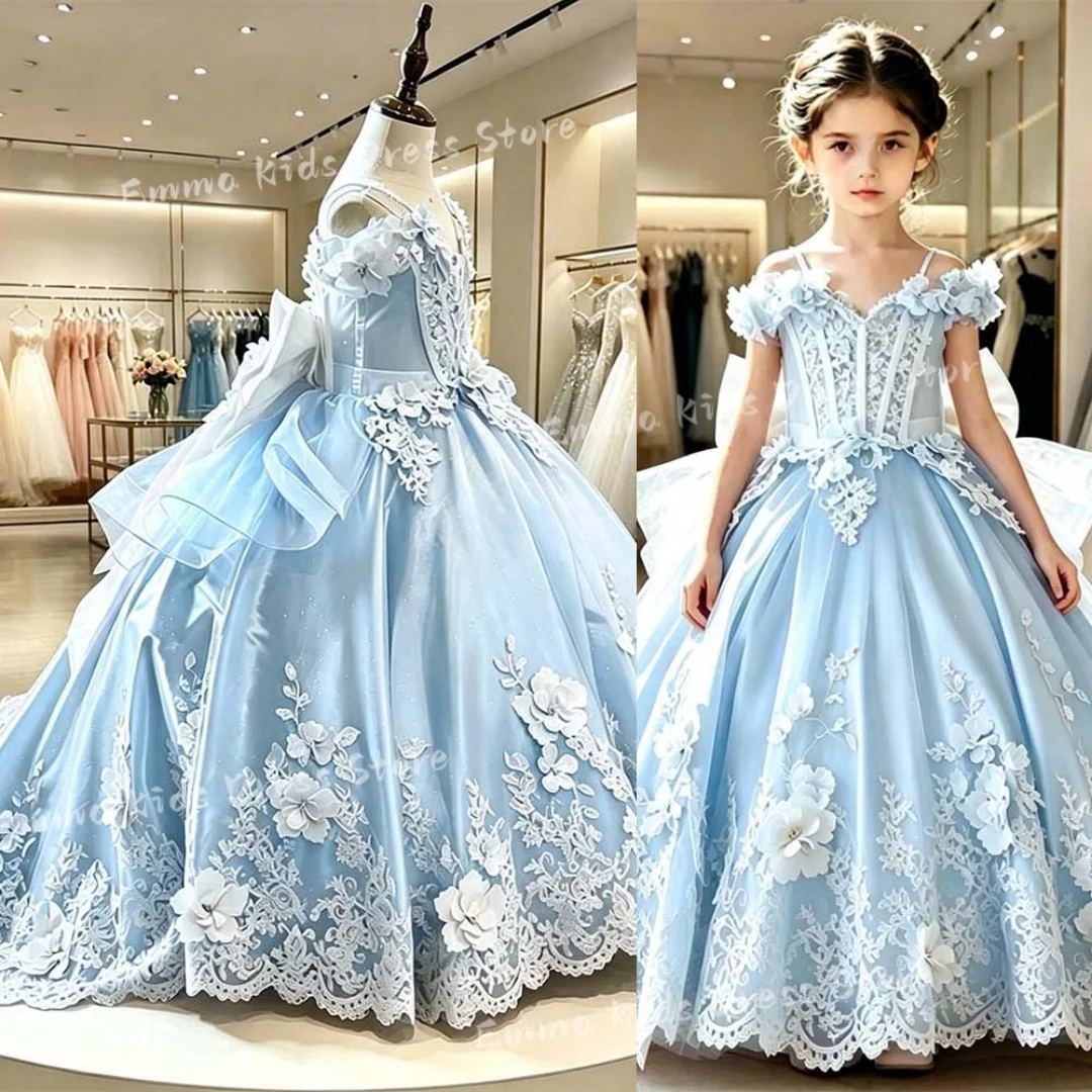 Custom Wedding Girl Flower Girl Dress 3D Applique Girl Pageant Dress with Bow Mini First Communion Birthday Party Dress
Custom Wedding Girl Flower Girl Dress 3D Applique Girl Pageant Dress with Bow Mini First Communion Birthday Party Dress