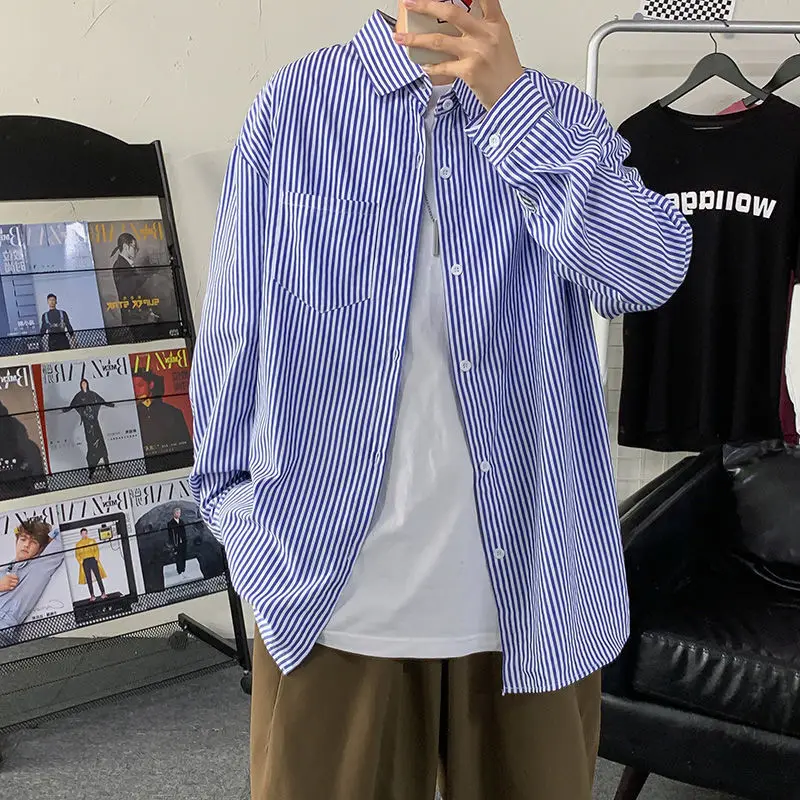 Spring Autumn Men's New Fashion Striped Long Sleeve Turn-down Collar Shirts Loose Casual Trendy Shirts Coat Male Men's Tops
Spring Autumn Men's New Fashion Striped Long Sleeve Turn-down Collar Shirts Loose Casual Trendy Shirts Coat Male Men's Tops