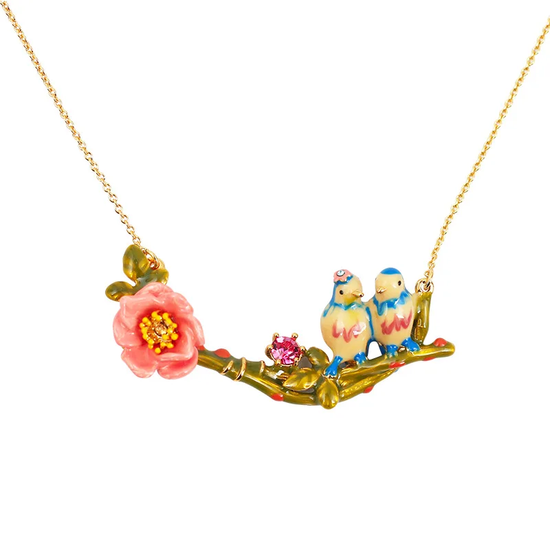 New French Style Hand Painted Enamel Little Fresh Sweet Love Bird Flower Jewel Necklace Hipster Short Collarbone Chain for Women
New French Style Hand Painted Enamel Little Fresh Sweet Love Bird Flower Jewel Necklace Hipster Short Collarbone Chain for Women