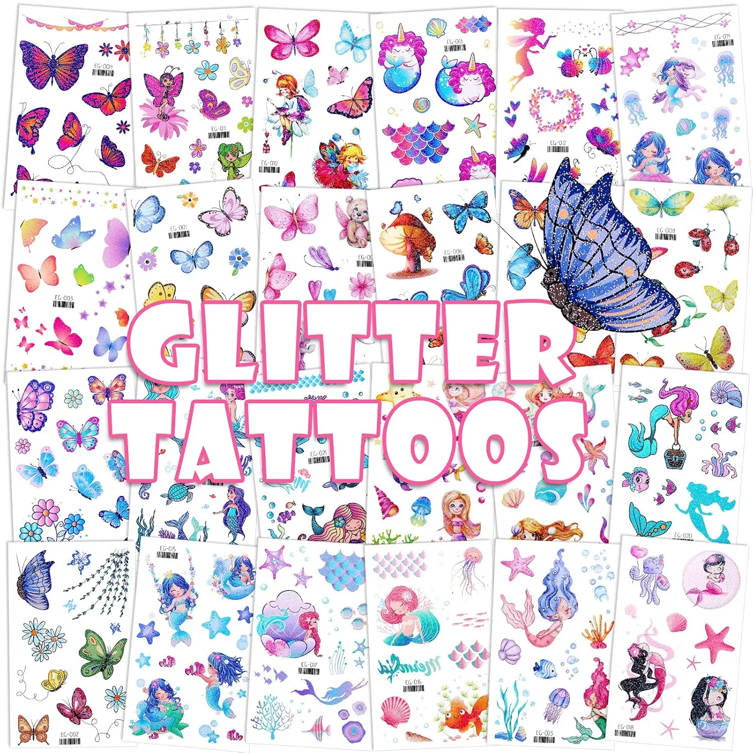 Glitter Temporary Tattoos for Girls, 24 Sheets Butterfly Mermaid Fairy Designs, Waterproof Kids Party Favors
Glitter Temporary Tattoos for Girls, 24 Sheets Butterfly Mermaid Fairy Designs, Waterproof Kids Party Favors