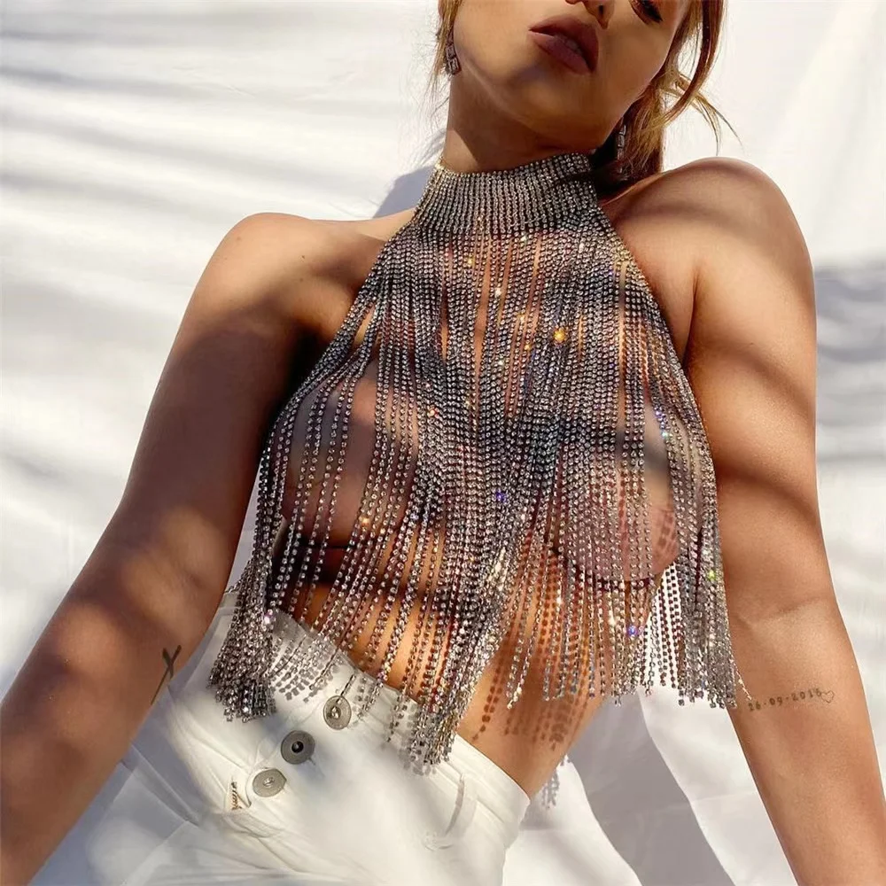 Shiny Crystal Multi layered Sexy Bikini Tank Top Bra Chain Strap Necklace Women's Shiny Crystal Body Chain Bra Dress Jewelry
Shiny Crystal Multi layered Sexy Bikini Tank Top Bra Chain Strap Necklace Women's Shiny Crystal Body Chain Bra Dress Jewelry