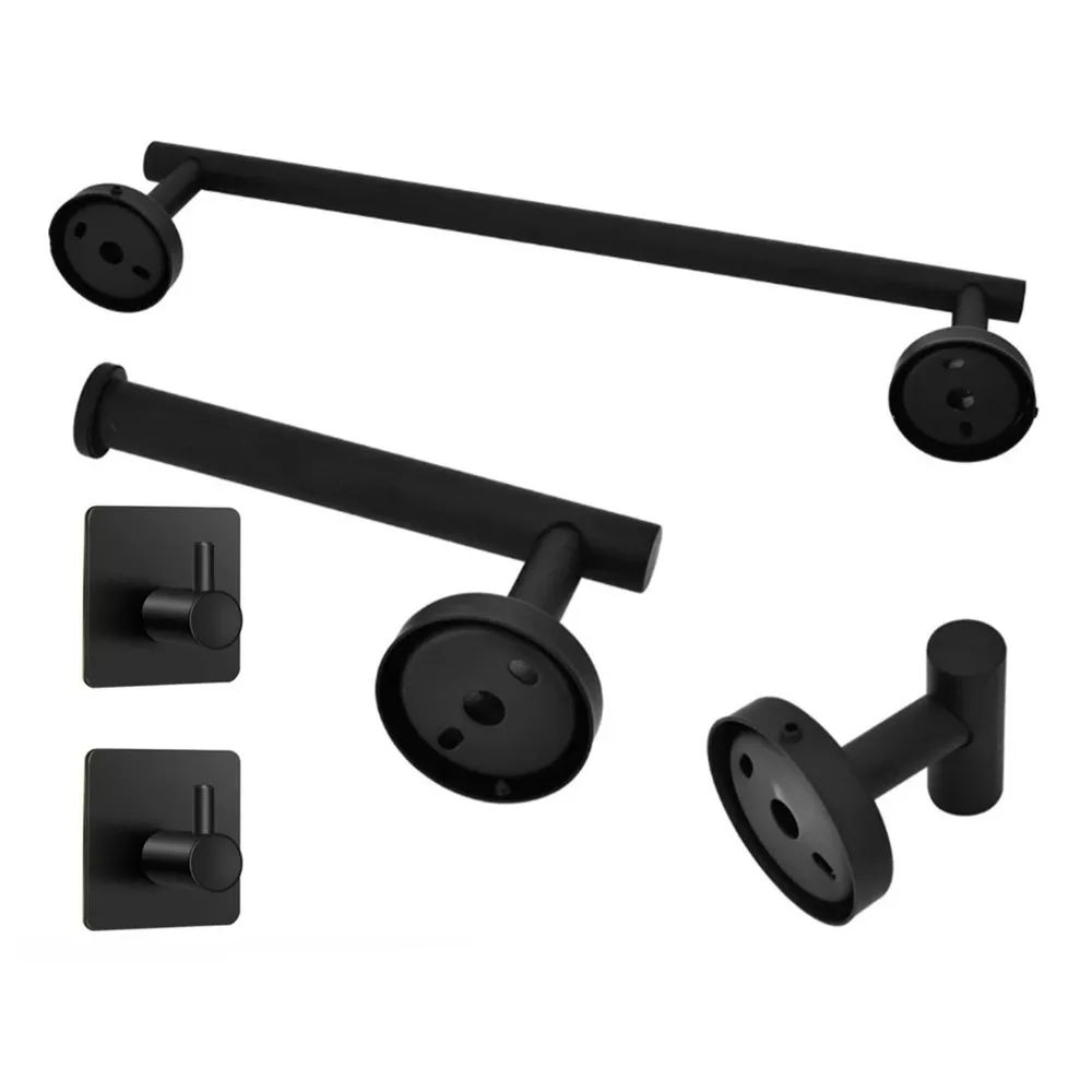 5 PCS Stainless Steel Bathroom Hardware Set Wall Mounted Black Bathroom Accessories Set Durable Modern Towel Rack Set
5 PCS Stainless Steel Bathroom Hardware Set Wall Mounted Black Bathroom Accessories Set Durable Modern Towel Rack Set