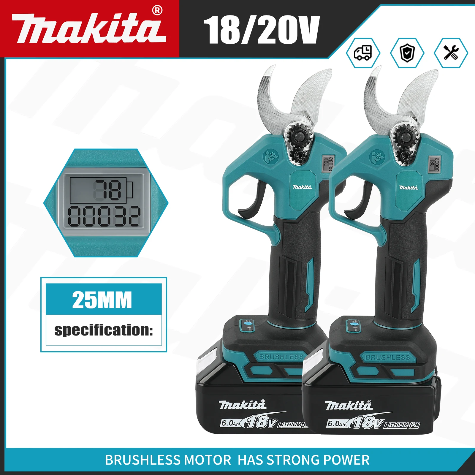 Аккумуляторные электрические ножницы Makita 18В для обрезки веток и листьев на садовых фруктовых деревьях, перезаряжаемый триммер для веток
Аккумуляторные электрические ножницы Makita 18В для обрезки веток и листьев на садовых фруктовых деревьях, перезаряжаемый триммер для веток