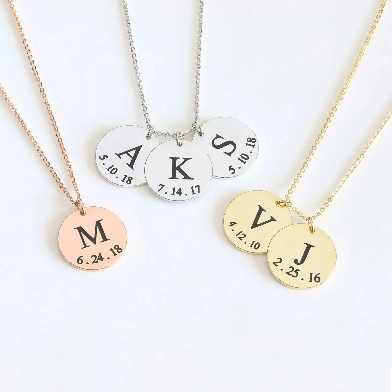 Personalized Initial Date Engraved Disc Necklace Custom Round Bar Stainless Steel 18k Gold Plated Jewelry Father's Day Gift
Personalized Initial Date Engraved Disc Necklace Custom Round Bar Stainless Steel 18k Gold Plated Jewelry Father's Day Gift