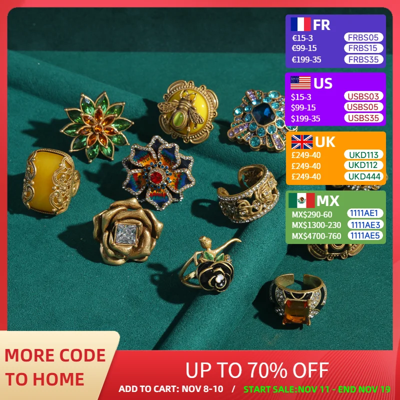 Vintage Elegant Large Flower Rings for Women Luxury Designer Colorful Rhinestones Rose Camellia Bee Antique Jewelry Wedding
Vintage Elegant Large Flower Rings for Women Luxury Designer Colorful Rhinestones Rose Camellia Bee Antique Jewelry Wedding
