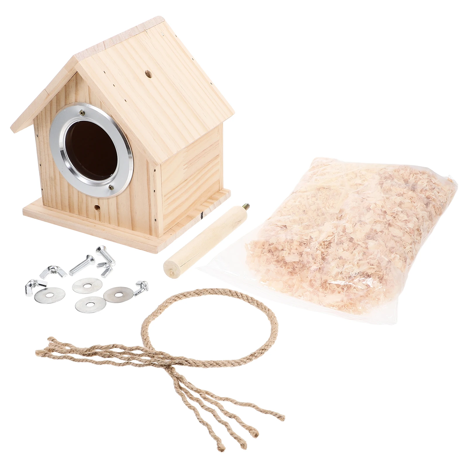 Wooden Breeding Bird House for Agapornis Parrot Cage Decor Safe Handmade Wood Nest String for Decoration
Wooden Breeding Bird House for Agapornis Parrot Cage Decor Safe Handmade Wood Nest String for Decoration