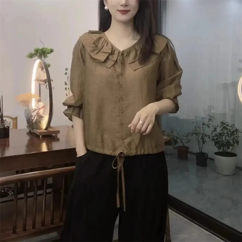 Корейский женский кардиган с круглым вырезом, блузка, топ 2025 Femme, рубашка с длинными рукавами, пальто, весенняя женская модная однотонная рубашка, куртка
Корейский женский кардиган с круглым вырезом, блузка, топ 2025 Femme, рубашка с длинными рукавами, пальто, весенняя женская модная однотонная рубашка, куртка