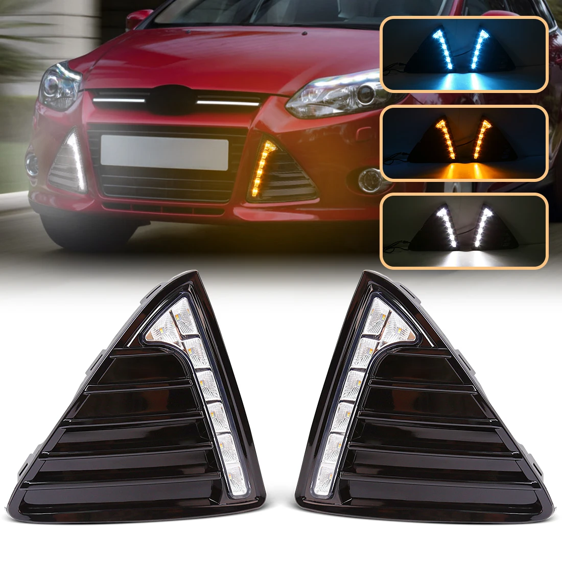 3-colors DRL For Ford Focus 3 MK3 2012 2013 2014 Daytime Running Light Front Bumper Driving Lamp Turn Signal Day Light 12V
3-colors DRL For Ford Focus 3 MK3 2012 2013 2014 Daytime Running Light Front Bumper Driving Lamp Turn Signal Day Light 12V