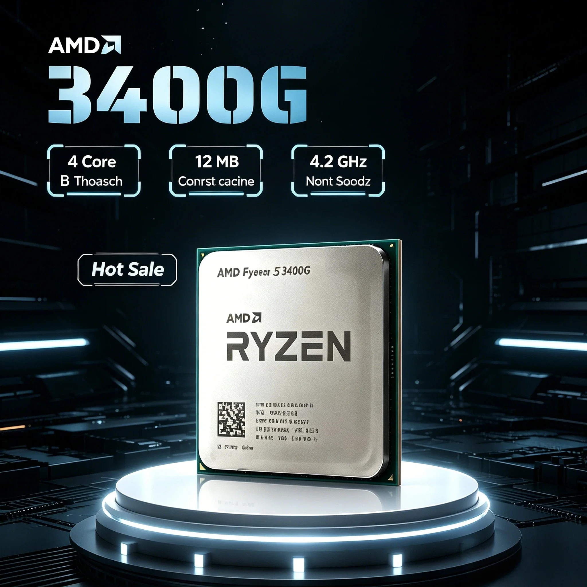 AMD Ryzen 5 3400G AM4 4 Core 8 Thread APU 3.7 4.2GHz Vega 11 Graphics 65W Desktop CPU for Gaming Office Ultra 4K
AMD Ryzen 5 3400G AM4 4 Core 8 Thread APU 3.7 4.2GHz Vega 11 Graphics 65W Desktop CPU for Gaming Office Ultra 4K