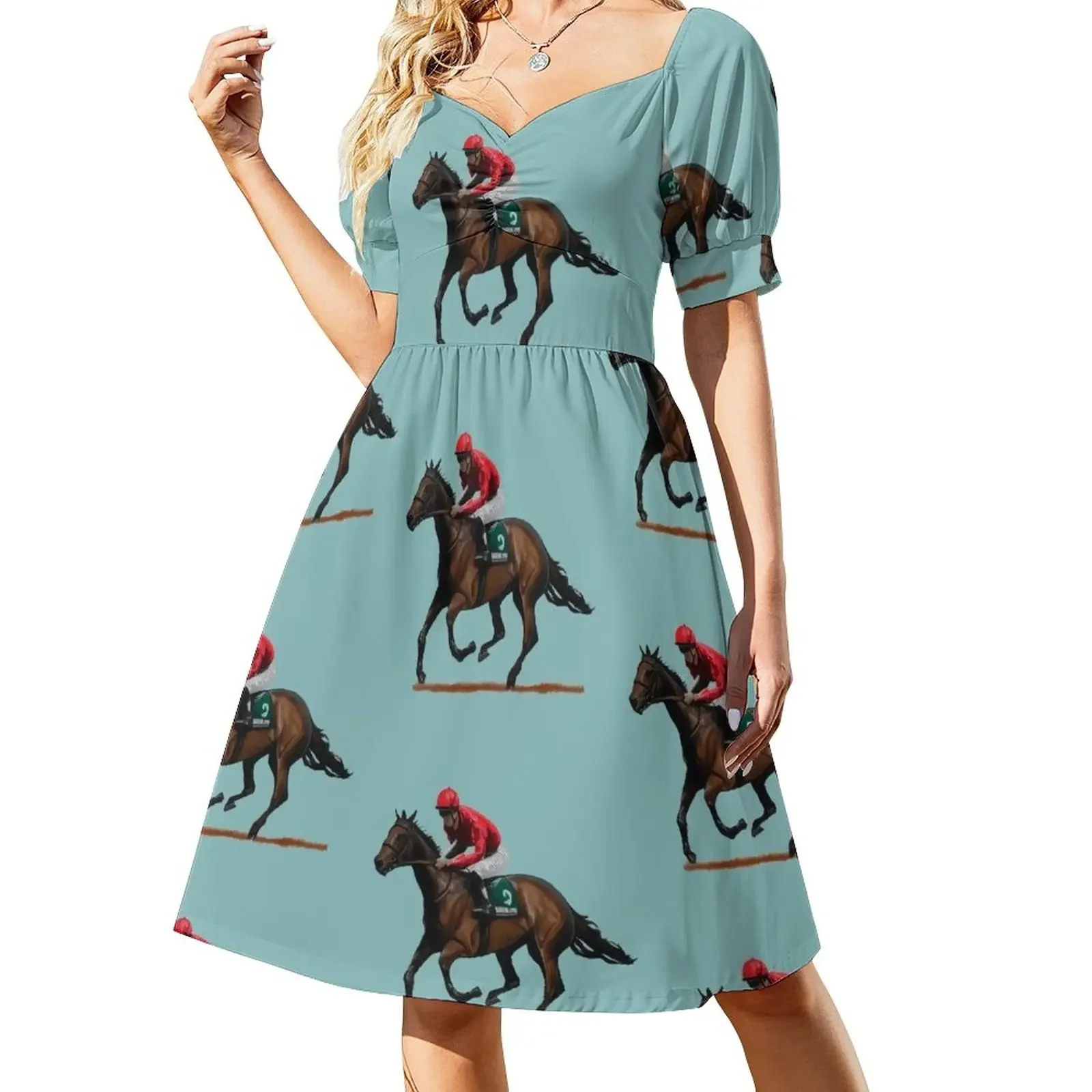 Rider and Race Horse In Full Gallop Short-Sleeved Dress bandage dress beach dress Woman clothes beach dresses
Rider and Race Horse In Full Gallop Short-Sleeved Dress bandage dress beach dress Woman clothes beach dresses