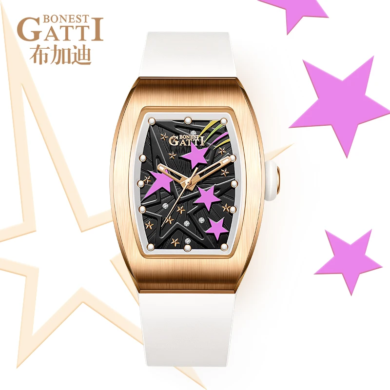 BONEST GATTI Women Automatic Watch Luxury Lady Watches Tonneau Mechanical Wristwatch Luminous Sapphire Fluororubber Strap
BONEST GATTI Women Automatic Watch Luxury Lady Watches Tonneau Mechanical Wristwatch Luminous Sapphire Fluororubber Strap