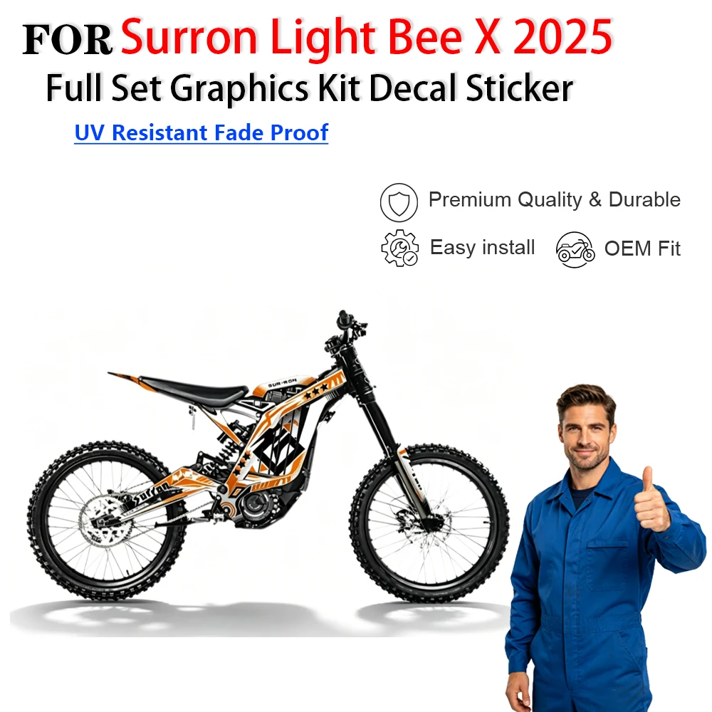 Full Set Graphics Kit Decal Sticker Vinyl Wrap for Surron Light Bee X 2025 Electric Dirt Bike Motorcycle Body
Full Set Graphics Kit Decal Sticker Vinyl Wrap for Surron Light Bee X 2025 Electric Dirt Bike Motorcycle Body