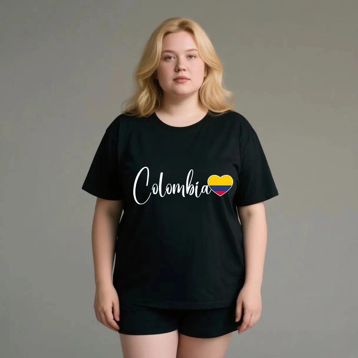 English+Love print, niche design, personalized and fashionable plus size Ladies' casual short sleeved T-shirt black
English+Love print, niche design, personalized and fashionable plus size Ladies' casual short sleeved T-shirt black