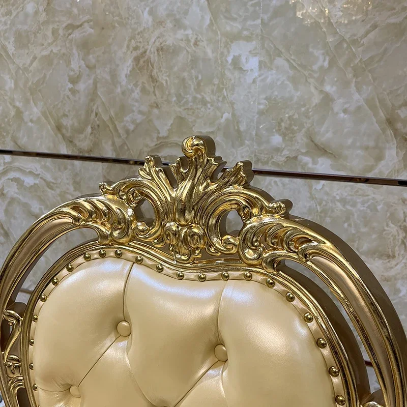 French leather dining chair, European soft bag chair luxury carved book chair solid wood home chair dining room furniture
French leather dining chair, European soft bag chair luxury carved book chair solid wood home chair dining room furniture