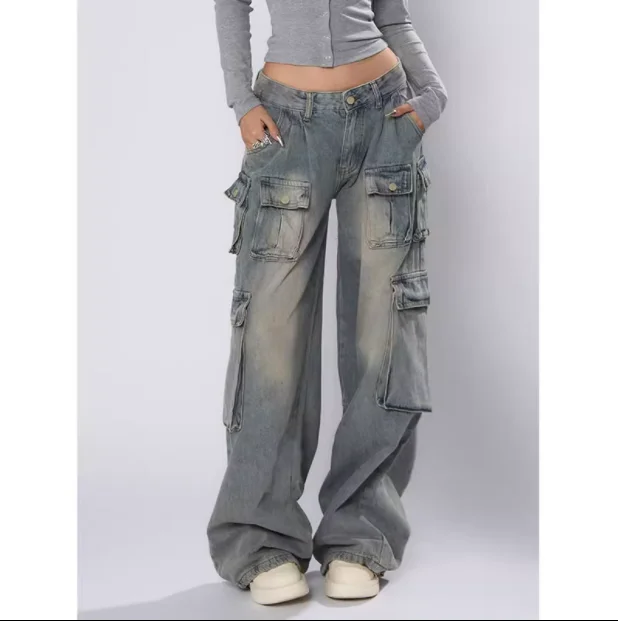 Jeans Women's Retro American Low Waist Straight Leg Loose Washed Multi Pocket Workwear Pants Autumn Cool Girl 2024 New
Jeans Women's Retro American Low Waist Straight Leg Loose Washed Multi Pocket Workwear Pants Autumn Cool Girl 2024 New