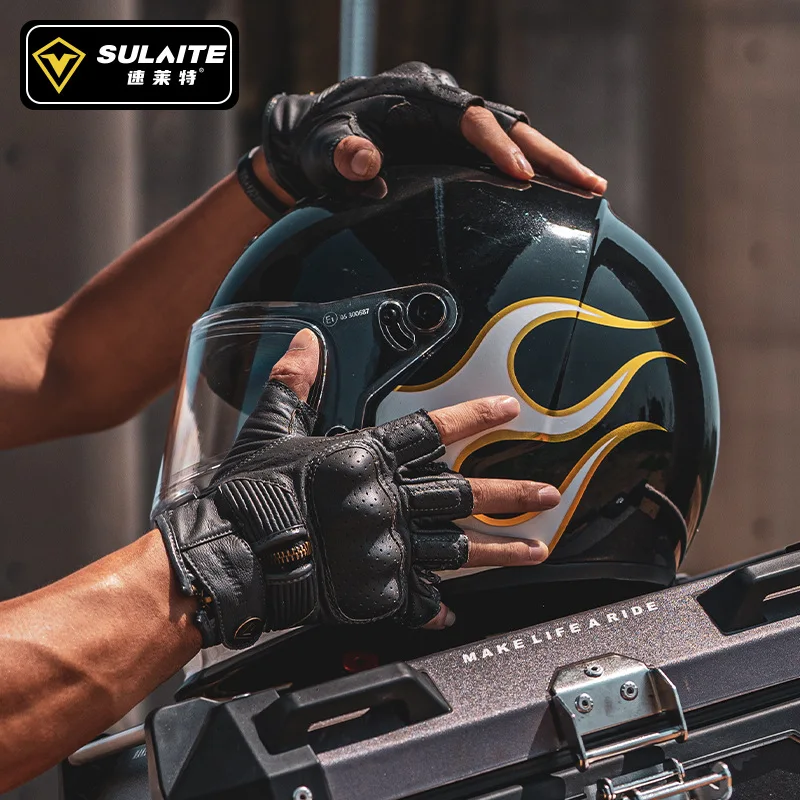SULAITE Vintage Goat Skin Half Finger Motorcycle Gloves Breathable Retro Moto MTB Cycling Racing Protective Gloves for Men Women
SULAITE Vintage Goat Skin Half Finger Motorcycle Gloves Breathable Retro Moto MTB Cycling Racing Protective Gloves for Men Women