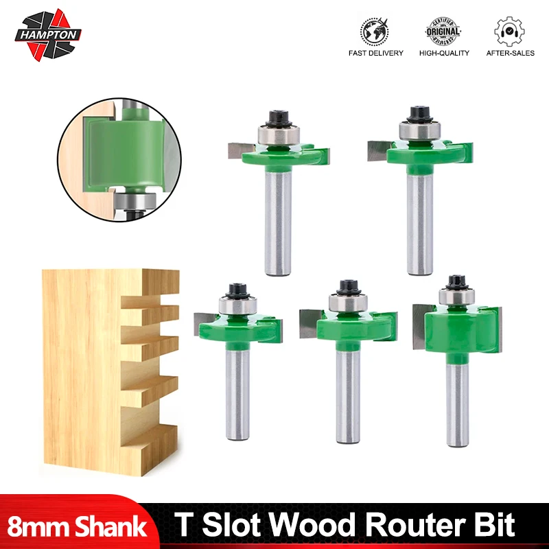 HAMPTON Milling Cutter 8mm Shank T-Sloting Router Bit With Top Bearing Wood Slot Milling Cutter Rabbeting Woodworking Tool
HAMPTON Milling Cutter 8mm Shank T-Sloting Router Bit With Top Bearing Wood Slot Milling Cutter Rabbeting Woodworking Tool
