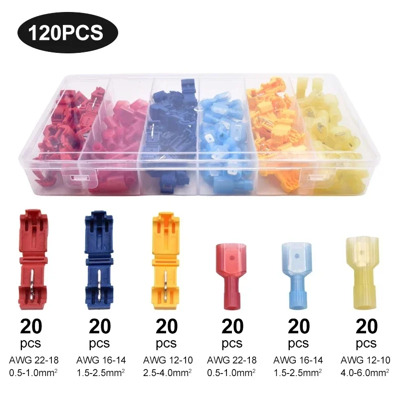 120 шт. Т-образный разъем, разъем для быстрых электрических кабелей, защелкивающийся замок, клемма для провода, водонепроницаемая обжимная клемма для проводов
120 шт. Т-образный разъем, разъем для быстрых электрических кабелей, защелкивающийся замок, клемма для провода, водонепроницаемая обжимная клемма для проводов