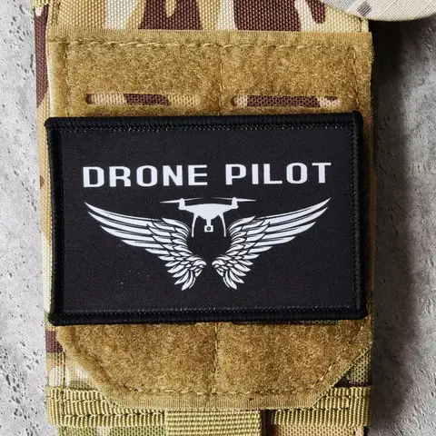Drone Pilot With Wings Tactical Patch Hook and Loop Printed Patches Morale Badge for Backpack Vest Uniform