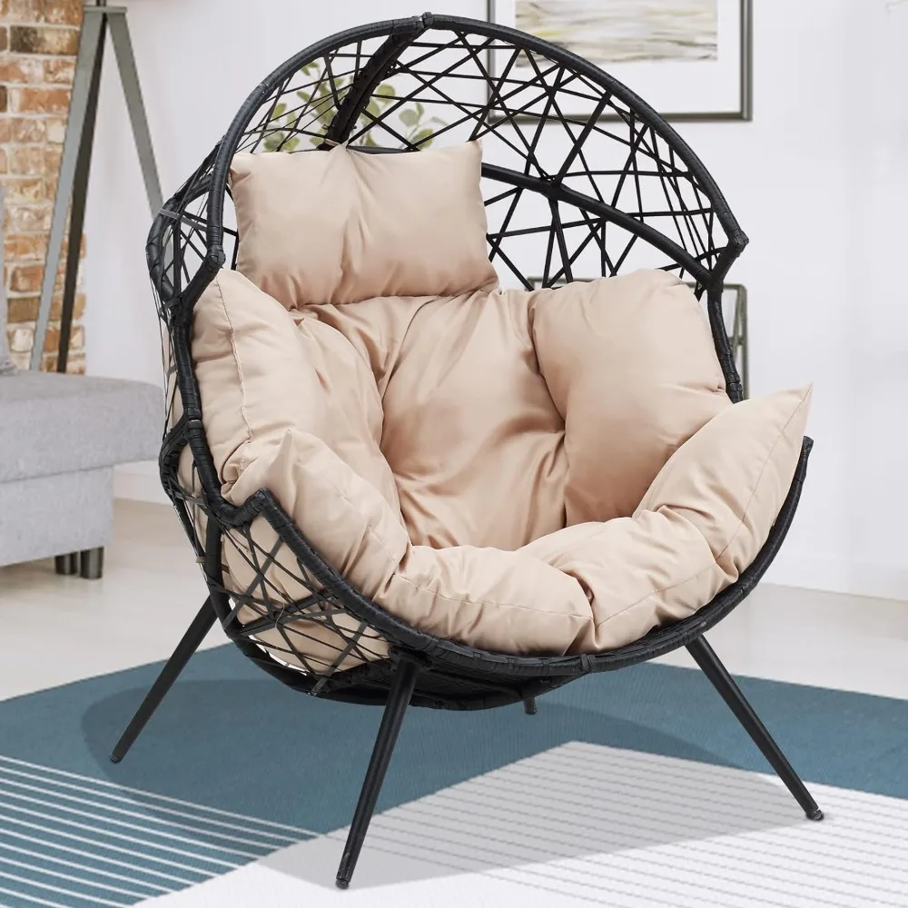 Patio Wicker Egg Chair Indoor Outdoor Egg Basket Lounger Chair with Cushion and Stand for Living Room Patio Backyard(Beige)
Patio Wicker Egg Chair Indoor Outdoor Egg Basket Lounger Chair with Cushion and Stand for Living Room Patio Backyard(Beige)