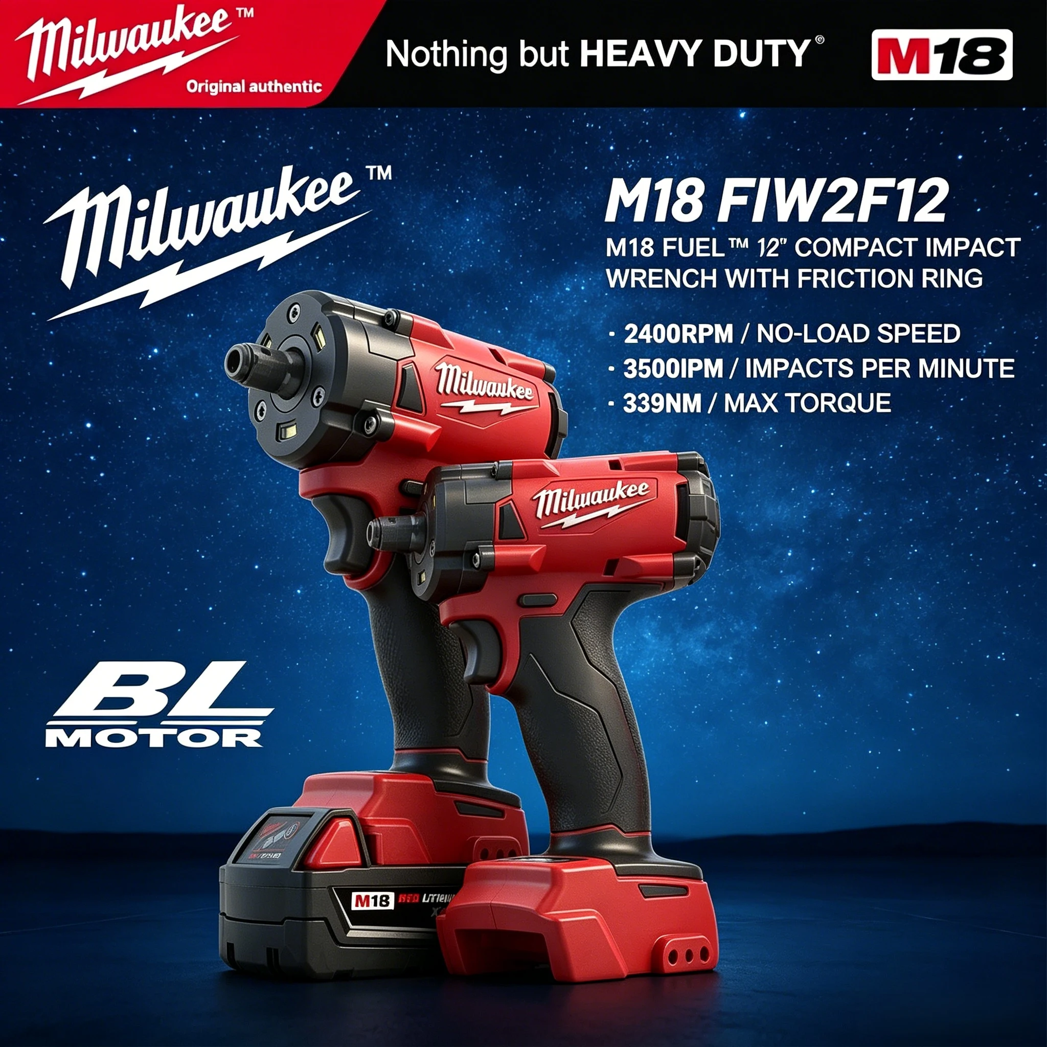 Milwaukee M18 FIW212 18V Brushless Impact Wrench with LED Light Compatible with 48-11-1880 48-11-1860 48-11-1850 Batteries
Milwaukee M18 FIW212 18V Brushless Impact Wrench with LED Light Compatible with 48-11-1880 48-11-1860 48-11-1850 Batteries