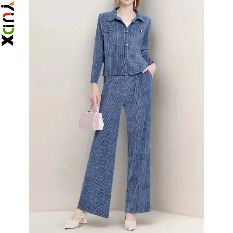 YUDX Miyake 2024 Spring New Pleated 2 Piece Set Women Long Sleeves Single Breasted Shirt Straight Pants Office Lady Clothing
YUDX Miyake 2024 Spring New Pleated 2 Piece Set Women Long Sleeves Single Breasted Shirt Straight Pants Office Lady Clothing