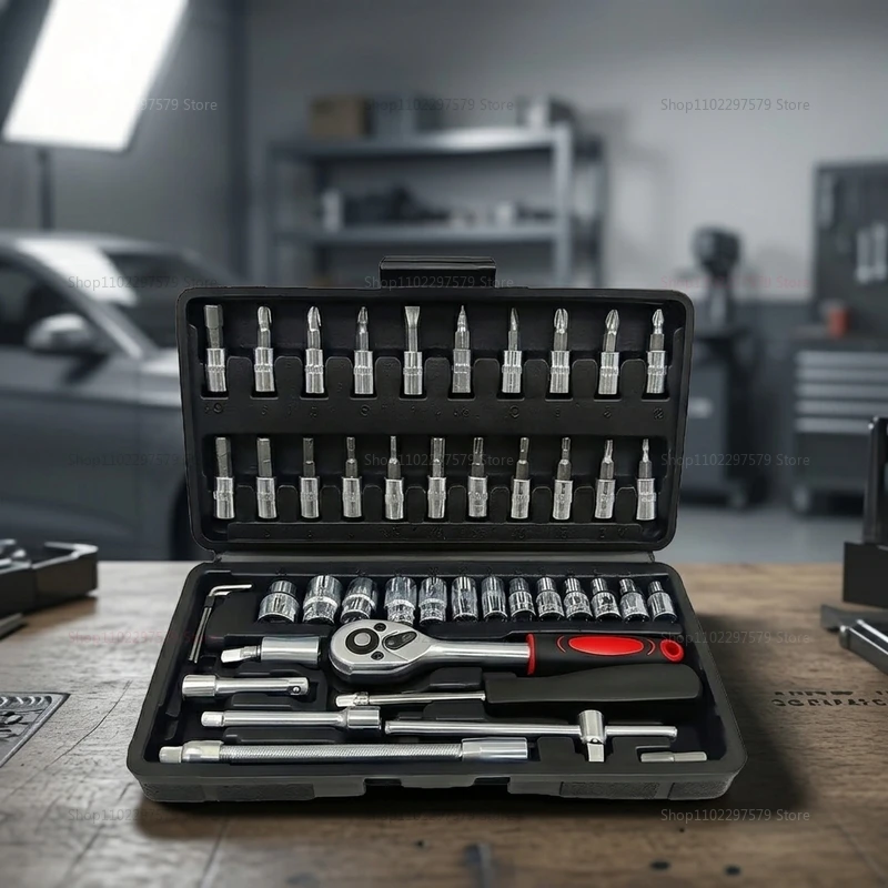 46 Piece Car Repair Tool Set Professional Auto Motorcycle Ratchet Wrench Socket Kit for Garage Home Maintenance Mechanics
46 Piece Car Repair Tool Set Professional Auto Motorcycle Ratchet Wrench Socket Kit for Garage Home Maintenance Mechanics