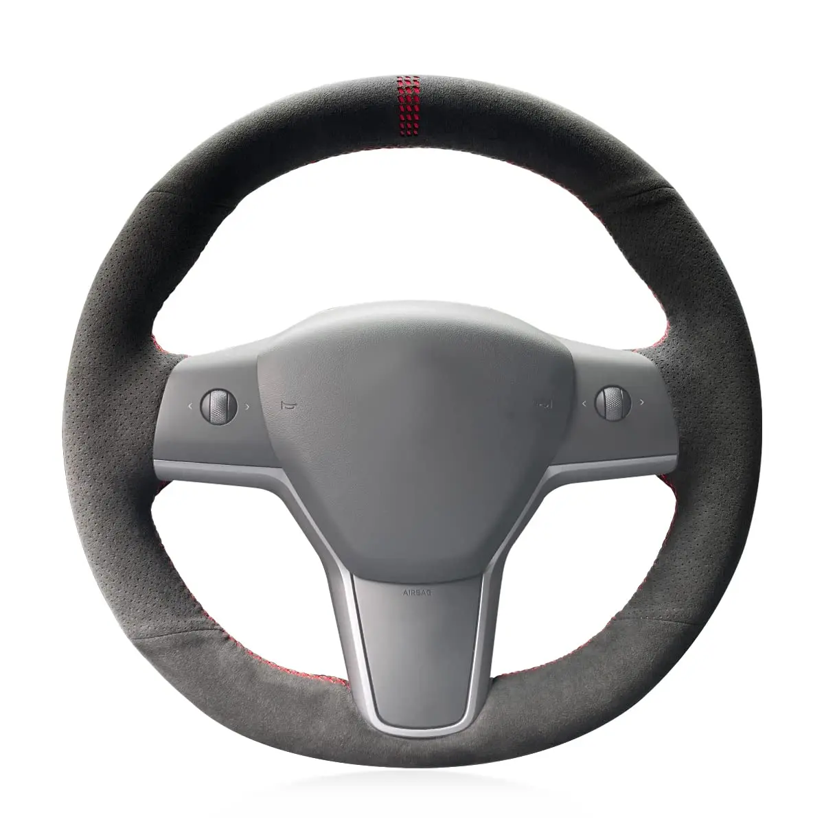 Black Suede Steering Wheel Cover With Red Stitching For Model Y 2020–2023 And Model 3 2017–2023
Black Suede Steering Wheel Cover With Red Stitching For Model Y 2020–2023 And Model 3 2017–2023