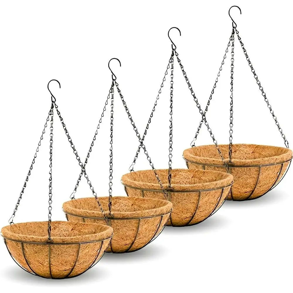 Set of 4 10 Inch Round Hanging Planters with Wire Baskets and Fiber Liners for Outdoor Plant Decor
Set of 4 10 Inch Round Hanging Planters with Wire Baskets and Fiber Liners for Outdoor Plant Decor