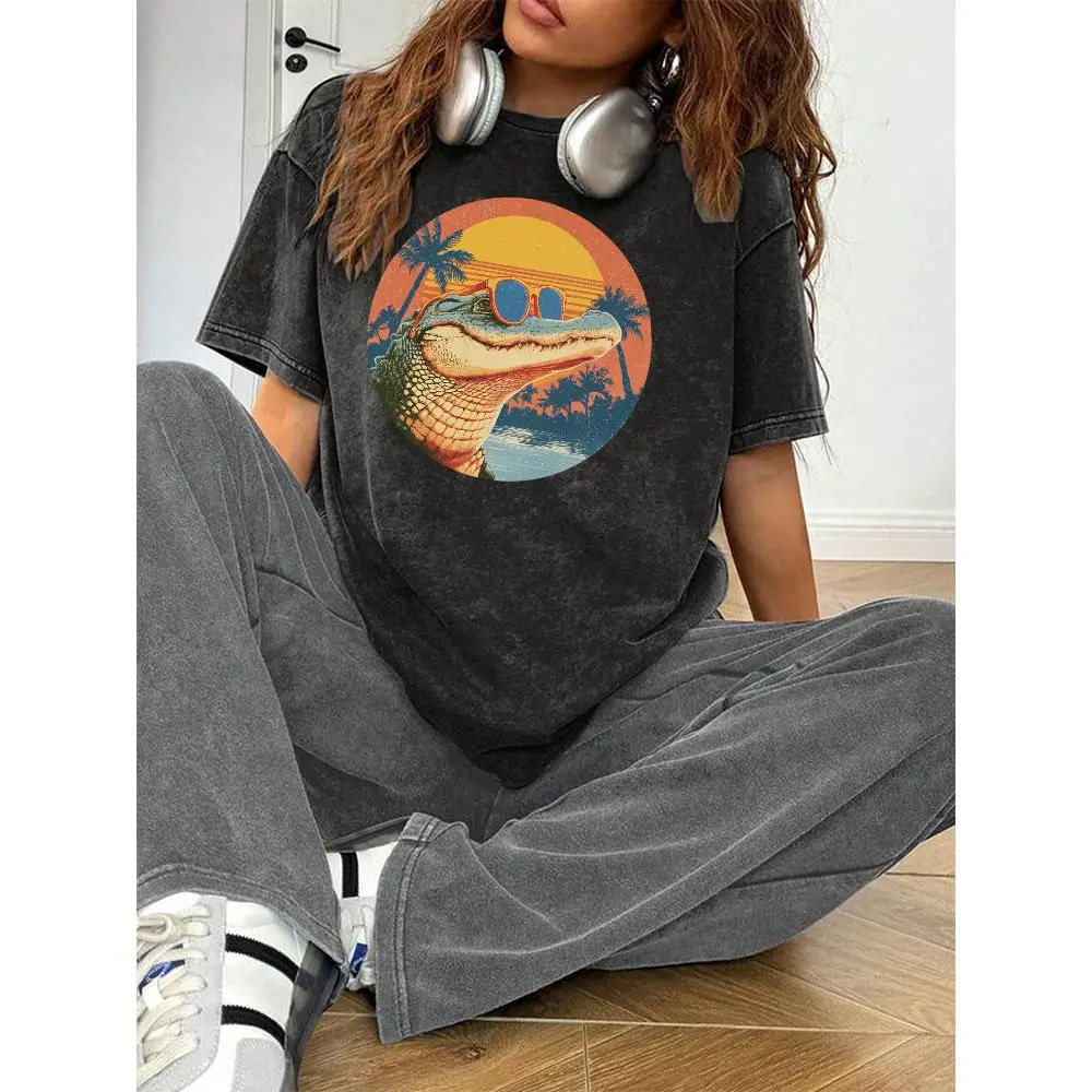 "Vintage Alligator T-Shirt for Women | Retro Sunglasses & Palm Tree Graphic Tee | Florida Beach Vacation Gift"
"Vintage Alligator T-Shirt for Women | Retro Sunglasses & Palm Tree Graphic Tee | Florida Beach Vacation Gift"