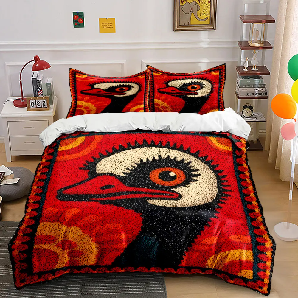 Ostrich art illustration, red geometric Printed Duvet Cover Set 1 Duvet Cover+2 Pillowcase Multi Size Bedroom Bedding Decor
Ostrich art illustration, red geometric Printed Duvet Cover Set 1 Duvet Cover+2 Pillowcase Multi Size Bedroom Bedding Decor