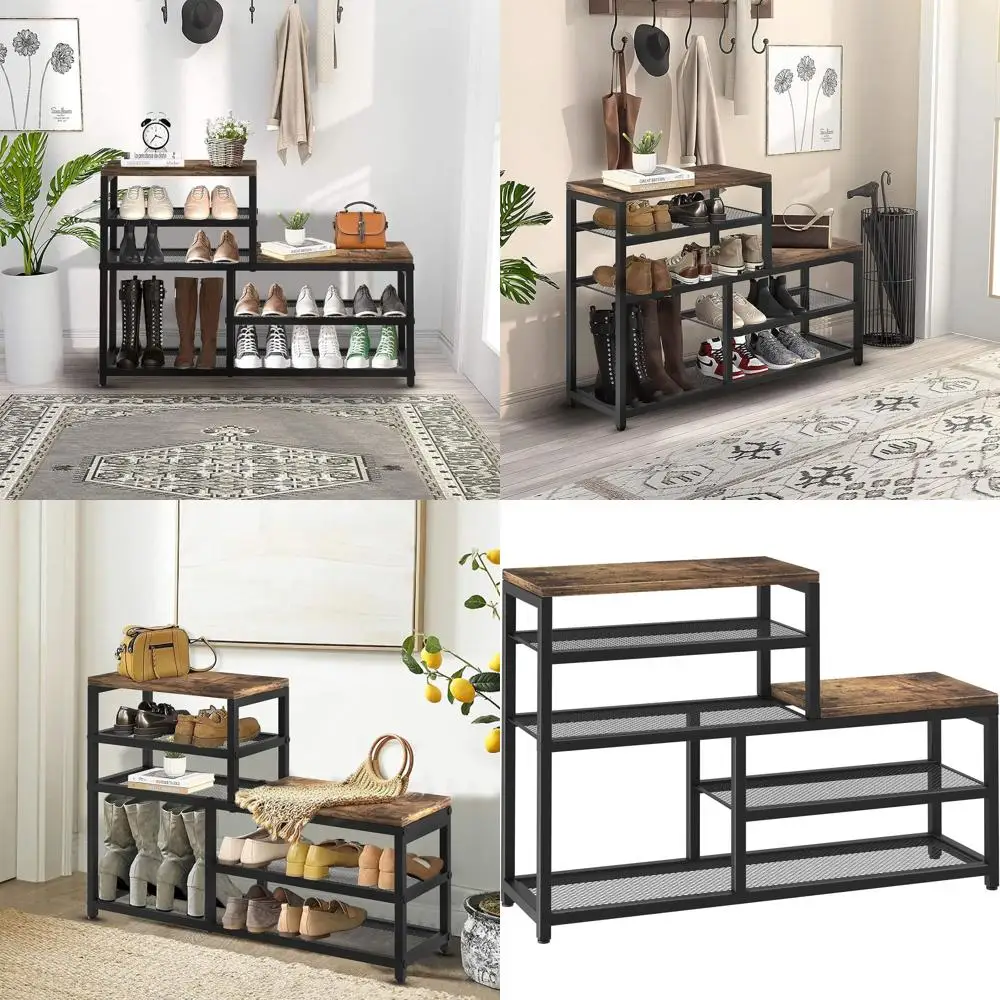 5-Tier Industrial Style Shoe Rack Bench with Storage for Entryway, Hallways, and Closets - Brown
5-Tier Industrial Style Shoe Rack Bench with Storage for Entryway, Hallways, and Closets - Brown