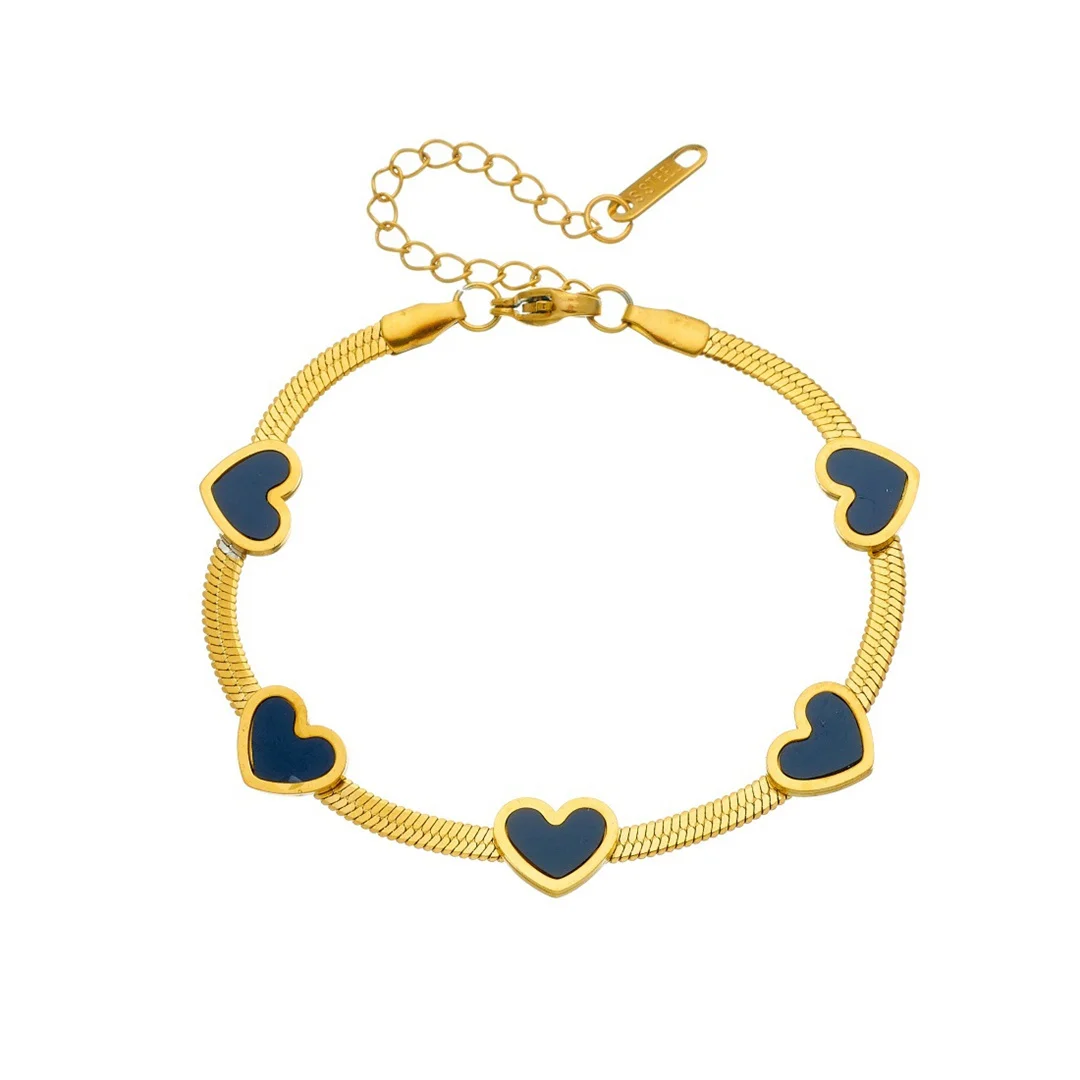 Punk Fashion Statement Love Heart Charm Bracelet Female Gold Color Stainless Steel Flat Snake Chain Bracelet for Woman Jewelry
Punk Fashion Statement Love Heart Charm Bracelet Female Gold Color Stainless Steel Flat Snake Chain Bracelet for Woman Jewelry