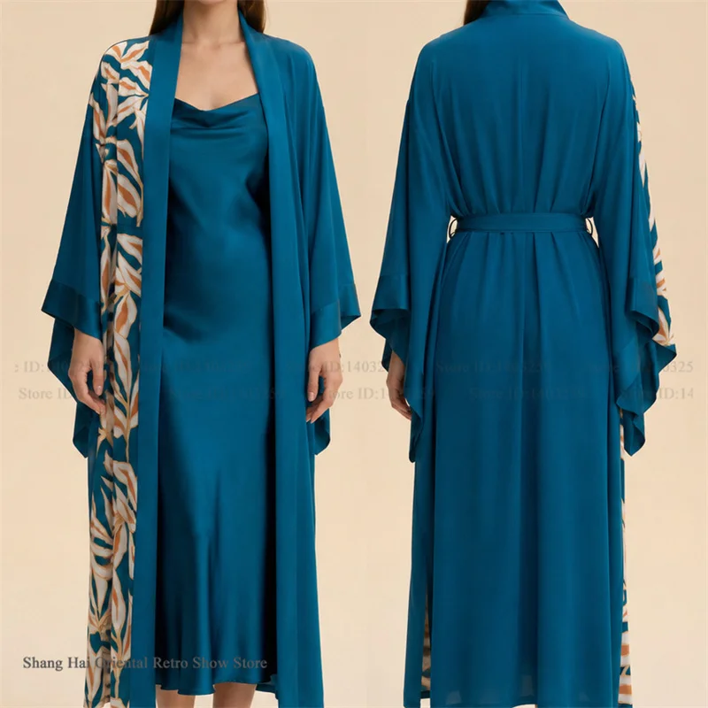 Womens 2PCS Kimono Bathrobe Nightgown Set Print Floral Long Robe Sleepwear Loungewear Loose Casual Satin Nightdress Homewear
Womens 2PCS Kimono Bathrobe Nightgown Set Print Floral Long Robe Sleepwear Loungewear Loose Casual Satin Nightdress Homewear