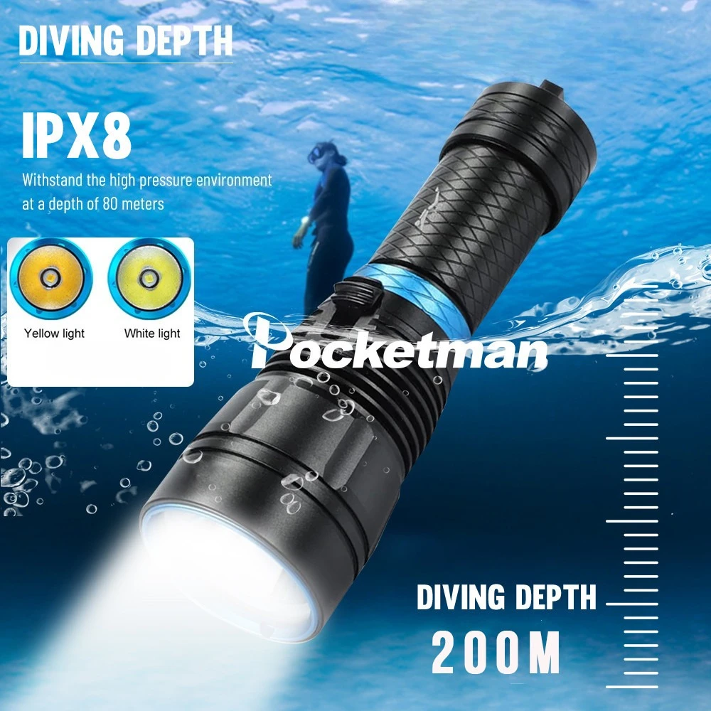 LED 200M Underwater 4000LM Diving Flashlight Magnetic Switch Torch IPX8 Waterproof Lantern SOS Light Scuba Lamp
LED 200M Underwater 4000LM Diving Flashlight Magnetic Switch Torch IPX8 Waterproof Lantern SOS Light Scuba Lamp